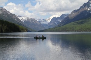Boaters on Bowman Lake
